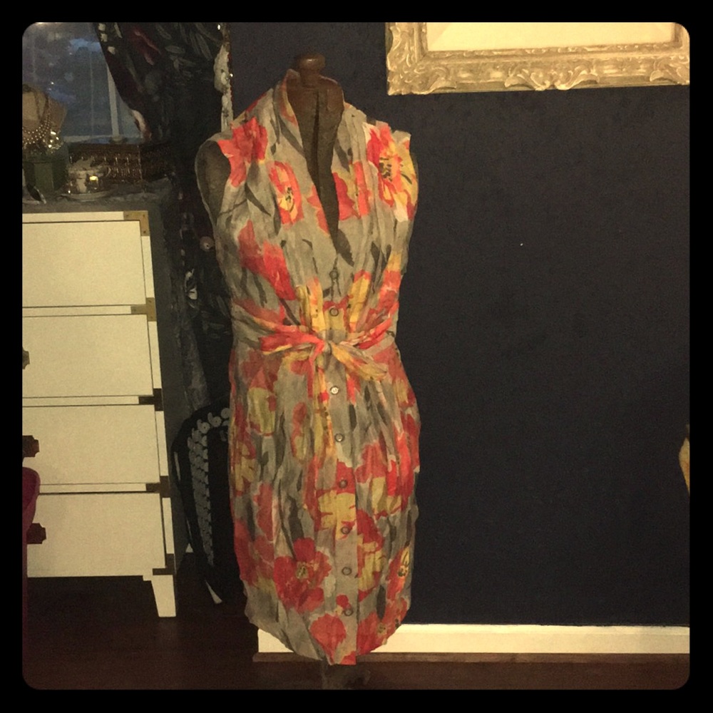 Evan-Picone Floral Print Sleeveless Dress